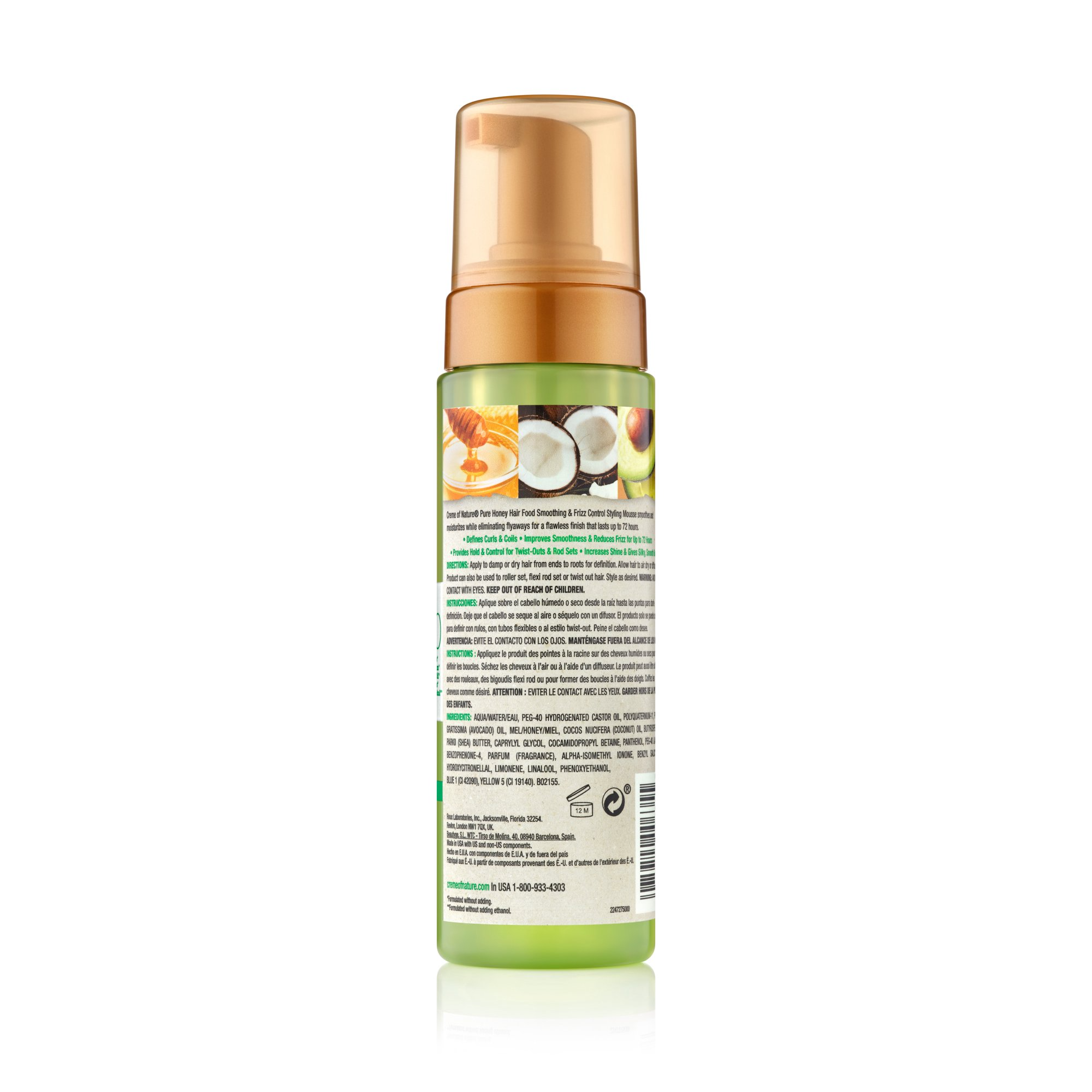 Creme of Nature Hair Food Honey + Avocado Styling Mousse 7oz